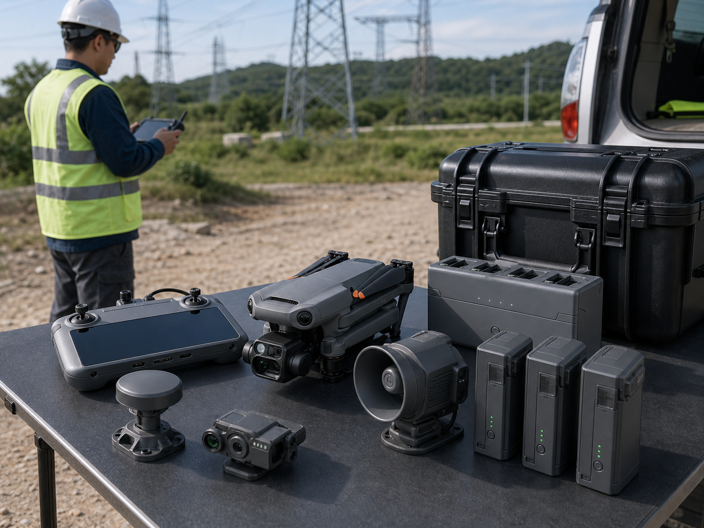 DJI Mavic 3 Enterprise Series portable field kit with compact drone batteries controller RTK module and rugged case