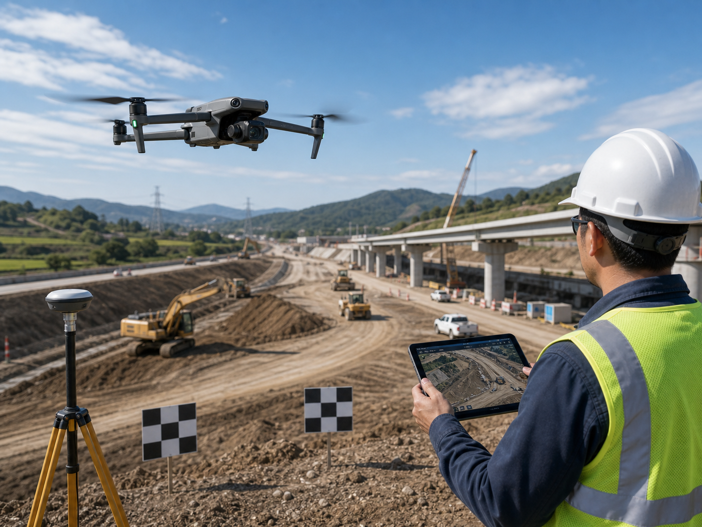 Compact mapping drone collecting survey imagery
