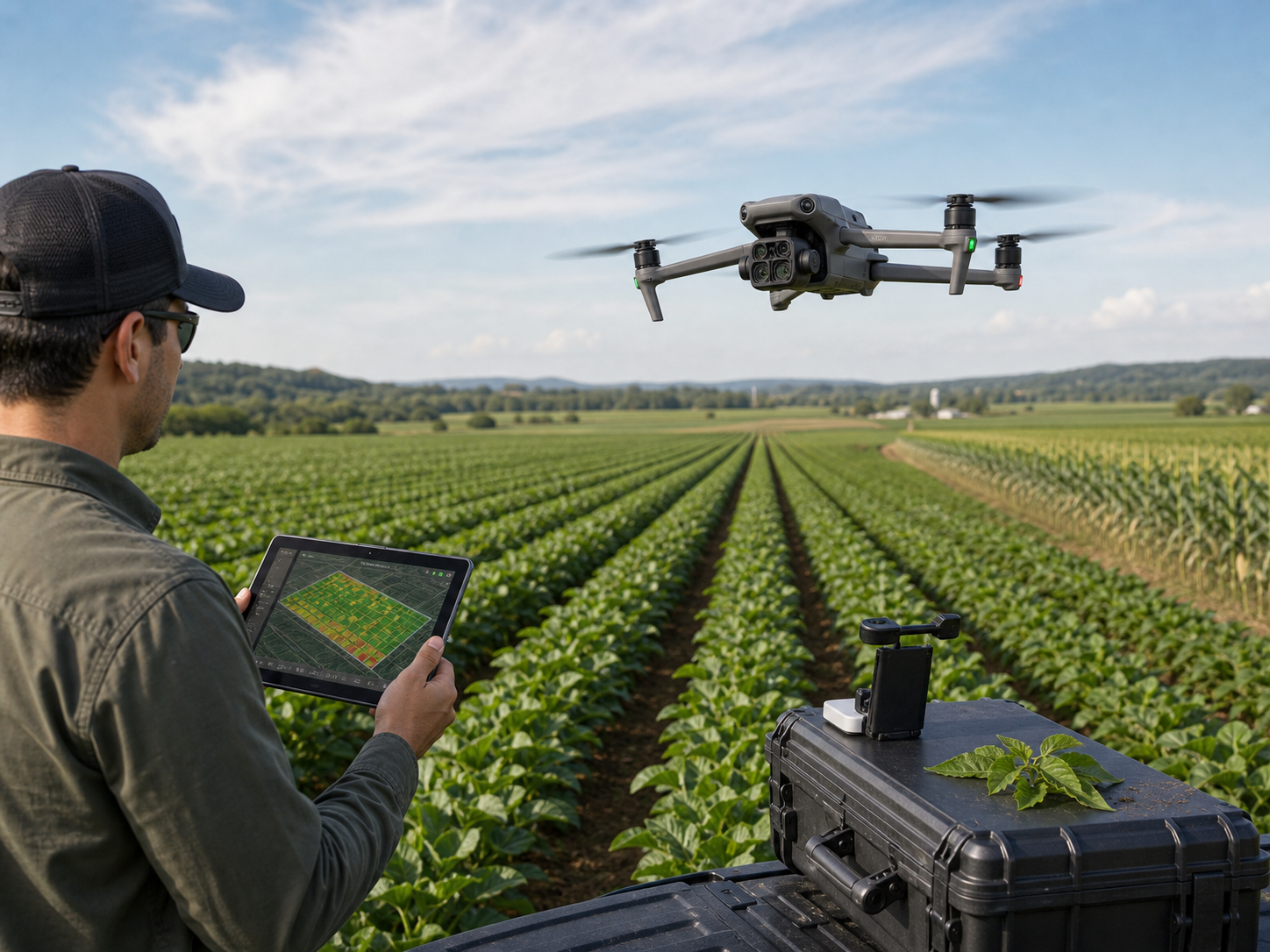 Multispectral drone monitoring crops and vegetation health